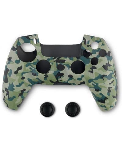 Силиконов кейс и тапи Spartan Gear - DualSense, зелен камуфлаж (PS5)