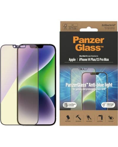 Стъклен протектор PanzerGlass - AntiBact/Bluelight, iPhone 14 Plus/13 Pro Max