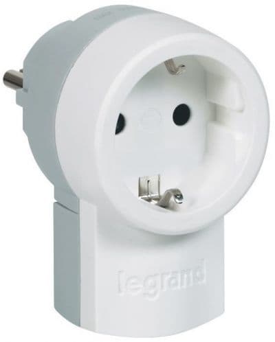 Контакт Legrand - 16А 2Р+Е, с щепсел и кабелен изход, бял/сив