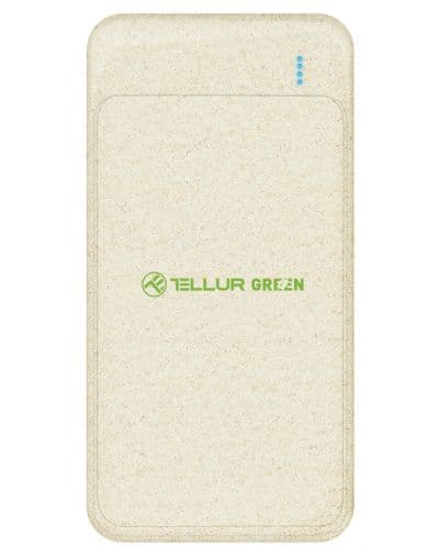 Портативна батерия Tellur - Green PD103, 10000 mAh, бежова