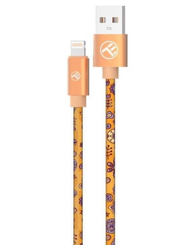 Кабел Tellur - Graffiti, USB-A/Lightning, 3A, 1 m, оранжев
