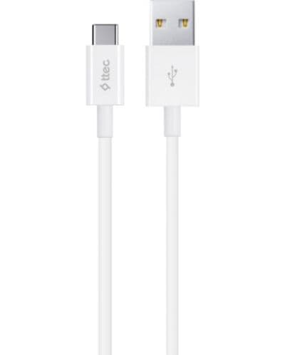 Кабел ttec - Charge/Data, USB-A/USB-C, 1.2 m, бял