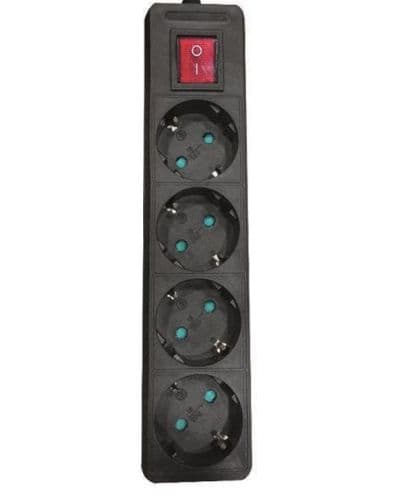 Разклонител EUROLAMP SA - 10199, 4 гнезда, 2m, черен
