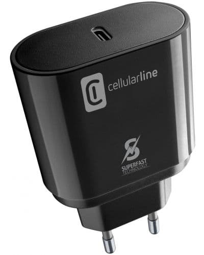 Зарядно устройство Cellularline - Super Fast PD, USB-C, 25W, черно