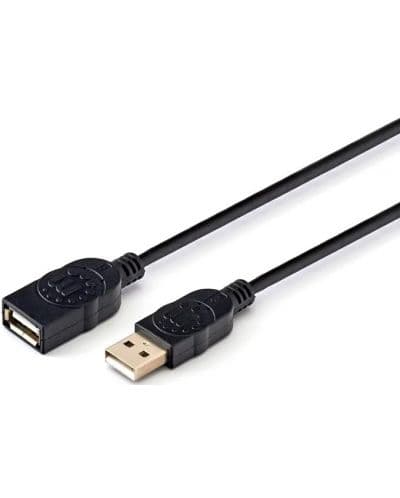 Кабел Manhattan - 2075100035, USB-A/USB-A, 1.8 m, черен