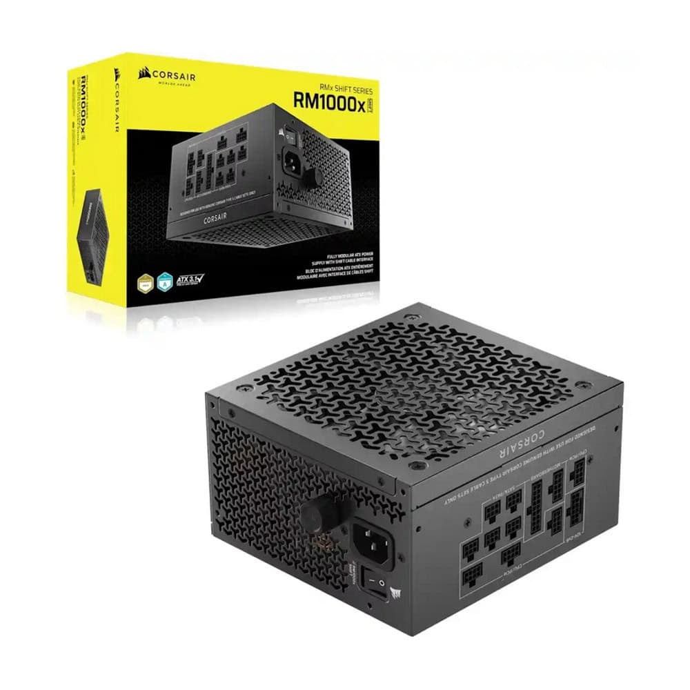CORSAIR 2025 RMx Shift Series RM1000x Shift 1000 Watt ATX 3.1 PCIe 5.1 Cybenetics GOLD Certified Shifted Modular PSU