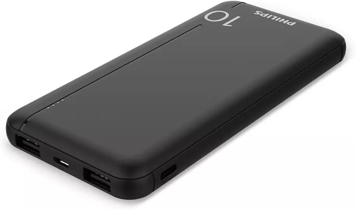 PHILIPS Power Bank 10 000mAh with 2 USB A and USB C port Black