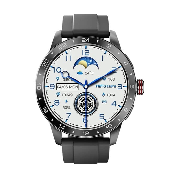 HiFuture Flex 2 Black, 1.39" FHD, 360?360, Bluetooth Call, IP68 Waterproof, 24/7 True Heart Rate & Blood Oxygen Sensor, Up to 10 days daily use, 100+ Sports Mode