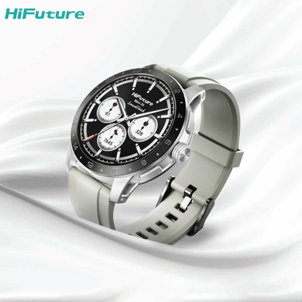 HiFuture Flex 2 Silver, 1.39" FHD, 360?360, Bluetooth Call, IP68 Waterproof, 24/7 True Heart Rate & Blood Oxygen Sensor, Up to 10 days daily use, 100+ Sports Mode