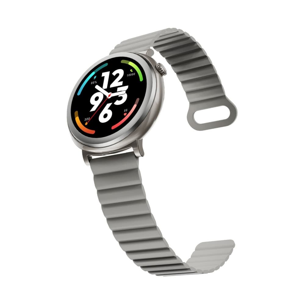 HiFuture Aurora Silver, 1.43" AMOLED, 466*466, Powered by Dual Core & Syntra AI, Bluetooth Call, IP68 Waterproof, 24/7 True Heart Rate & Blood Oxygen Sensor, Up to 10 days daily use, Magnetic Strap