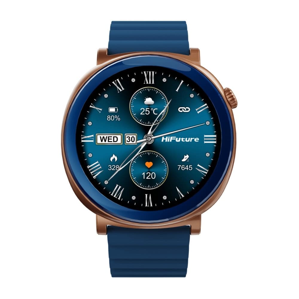HiFuture Aurora Blue, 1.43" AMOLED, 466*466, Powered by Dual Core & Syntra AI, Bluetooth Call, IP68 Waterproof, 24/7 True Heart Rate & Blood Oxygen Sensor, Up to 10 days daily use, Magnetic Strap