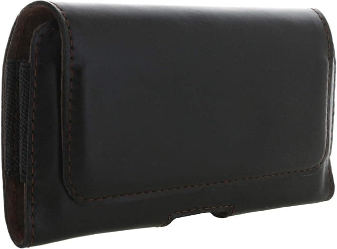 Кожен (естествена кожа) калъф за смартофни с размери до 157 x 77 мм - Honju Horizon Smooth Belt Leather Case Universal 3XL (черен)