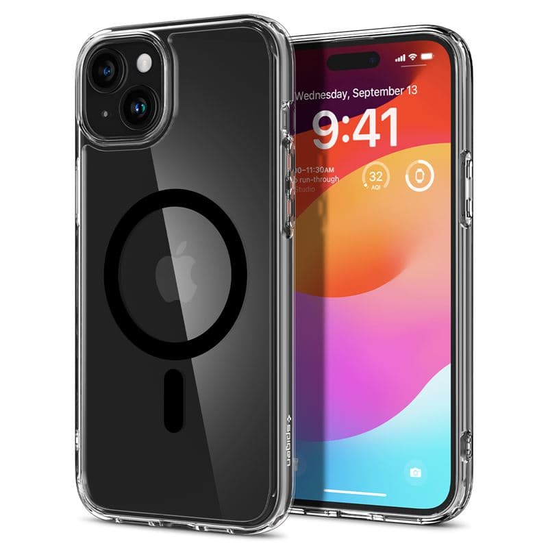 Хибриден кейс с висока степен на защита с MagSafe за iPhone 15 (прозрачен-черен) - Spigen Ultra Hybrid MagSafe Case