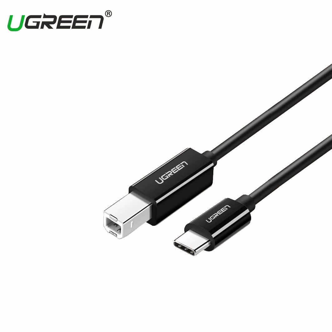 Кабел за принтер и други външни устройства USB-C Male към USB-B Male (200 см) - Ugreen US241 USB-C To USB-B 2.0 Printer Cable (черен)