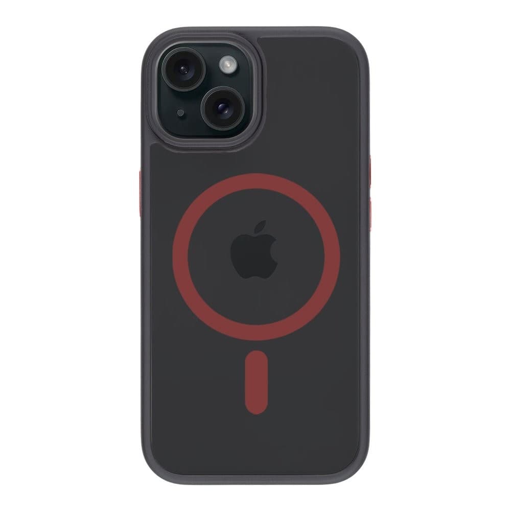 Хибриден удароустойчив кейс с MagSafe за iPhone 15 - Tactical MagForce Hyperstealth 2.0 Cover (черен-червен)