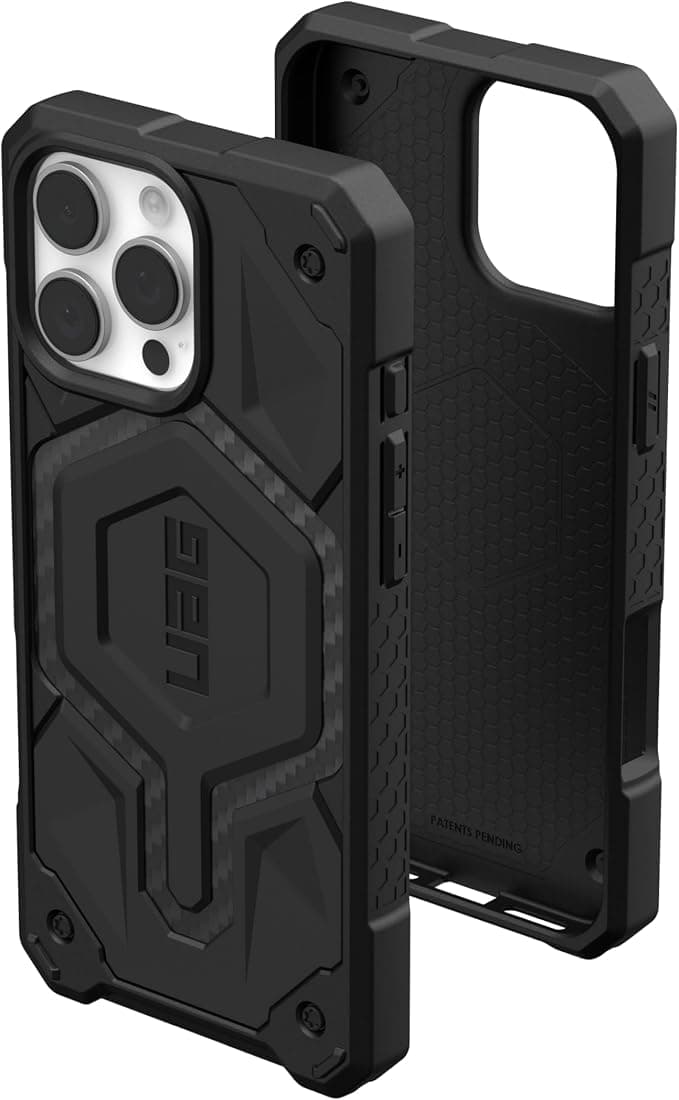 Удароустойчив хибриден кейс с MagSafe за iPhone 16 Pro Max - Urban Armor Gear Monarch Pro MagSafe Case (черен-карбон)