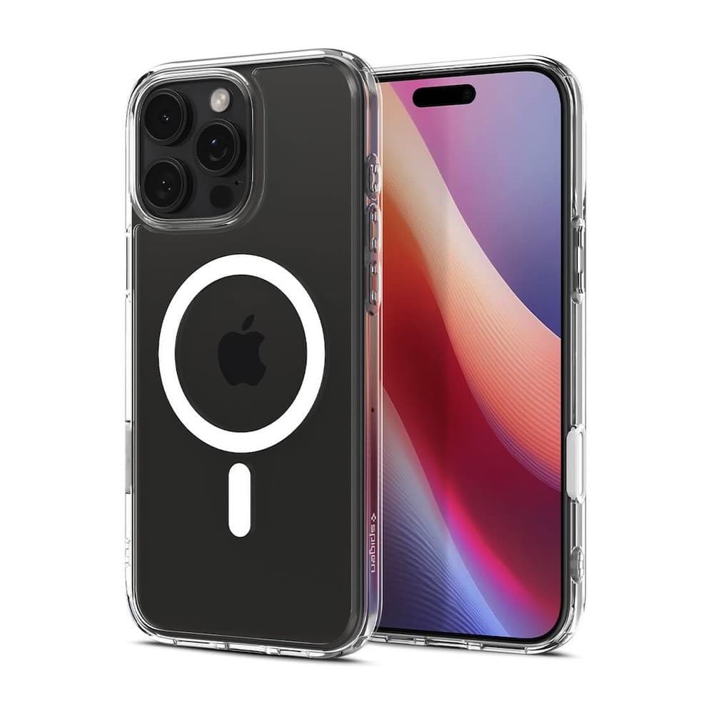 Хибриден кейс с висока степен на защита с MagSafe за iPhone 16 Pro - Spigen Ultra Hybrid T MagSafe Case (прозрачен-бял)