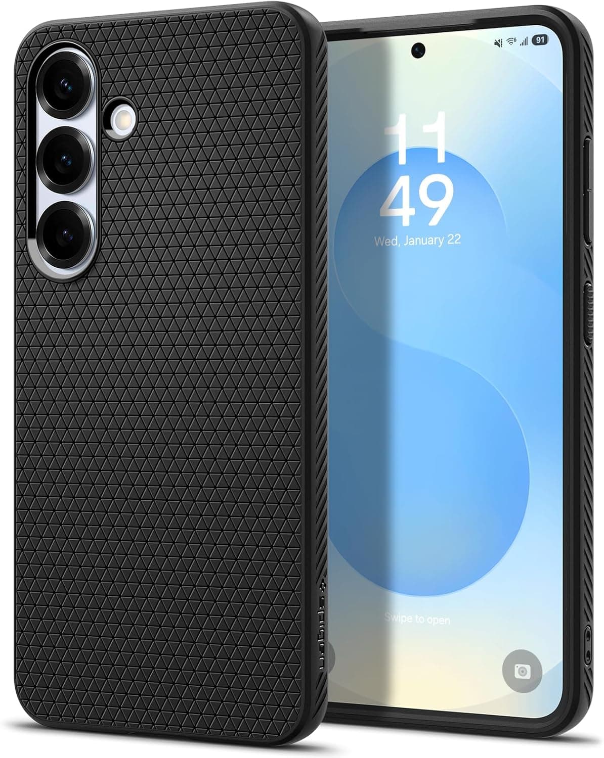 Силиконов (TPU) калъф с висока степен на защита за Samsung Galaxy S25 - Spigen Liquid Air Case (черен)