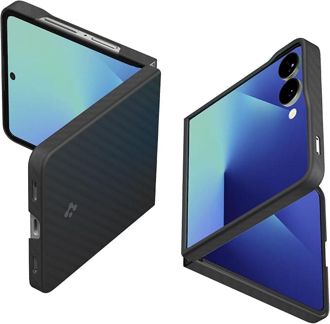Тънък поликарбонатов кейс с кевларено покритие за Samsung Galaxy Z Flip7 - Spigen AirSkin Case (черен)