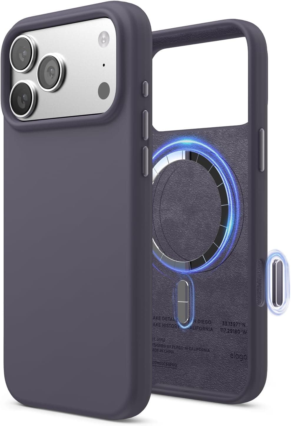 Силиконов (TPU) калъф с MagSafe за iPhone 17 Pro Max - Elago Magnetic Soft Silicone Case (тъмнолилав)