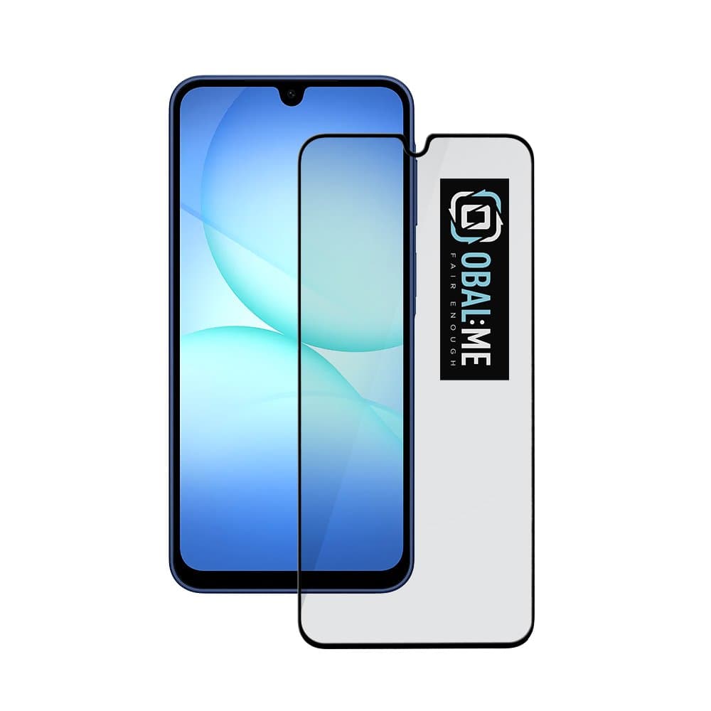 Обхващащо и ръбовете стъклено защитно покритие за дисплея на Samsung Galaxy A17 - OBALME Tempered Glass Screen Protector 5D (черен-прозрачен)