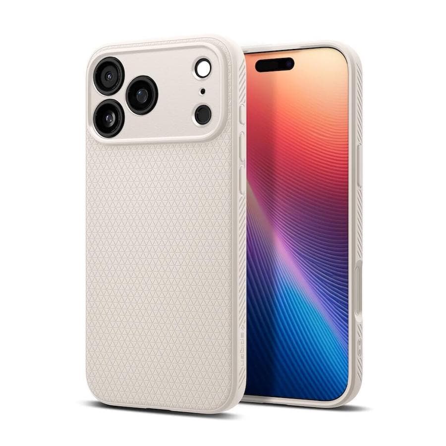 Удароустойчив силиконов (TPU) калъф за iPhone 17 Pro - Spigen Liquid Air Case (бежов)