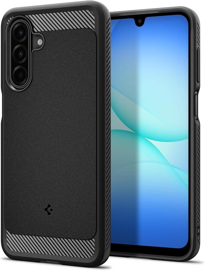Тънък качествен силиконов (TPU) калъф за Samsung Galaxy A17, A17 5G - Spigen Rugged Armor Case (черен)