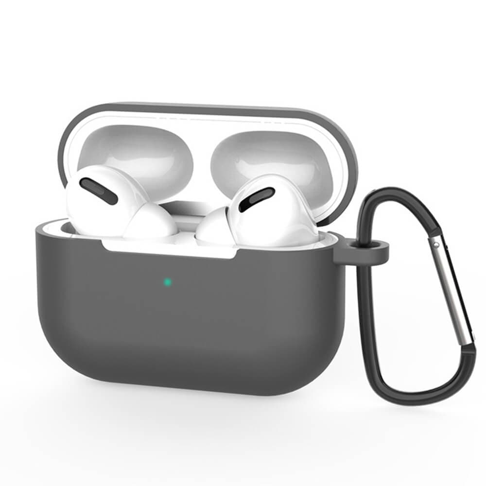 Силиконов калъф с карабинер за Apple Airpods Pro 3 - Techsuit Silicone Case (тъмносив)