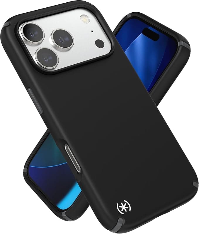 Удароустойчив хибриден кейс с Magsafe за iPhone 17 Pro - Speck Presidio 2 Pro MagSafe Case (черен-сив)