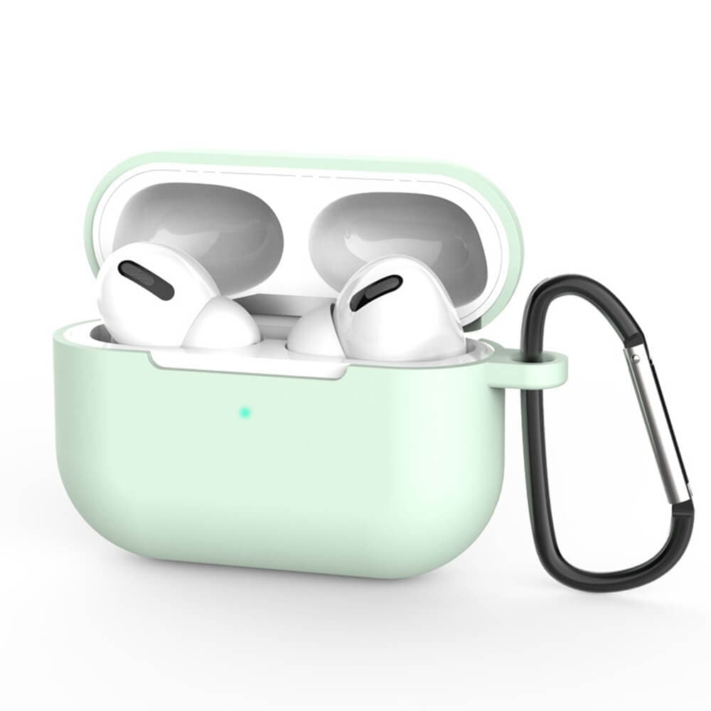 Силиконов калъф с карабинер за Apple Airpods Pro 3 - Techsuit Silicone Case (светлозелен)