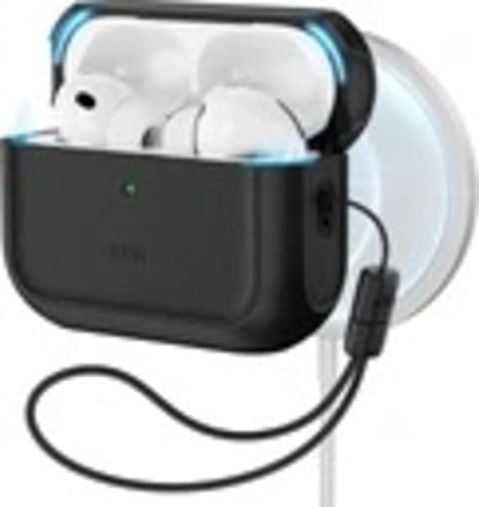 Хибриден удароустойчив кейс с връзка за ръка съвместим с MagSafe за Apple AirPods Pro 3 - ESR Orbit Halolock MagSafe Case (черен)