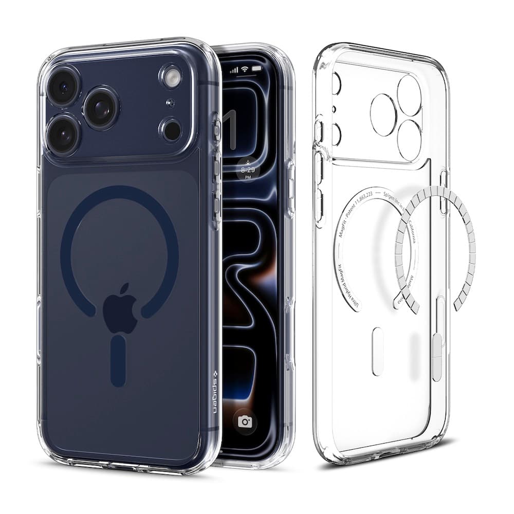 Хибриден кейс с висока степен на защита с MagSafe за iPhone 17 Pro - Spigen Ultra Hybrid MagSafe Case (прозрачен-тъмносин)