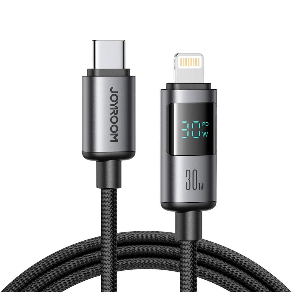 USB-C към Lightning кабел за Apple устройства с Lightning порт - Joyroom S-A16 Pro Prism Series Digital Display USB-C to Lightning Cable PD 30W (черен) (120 см)
