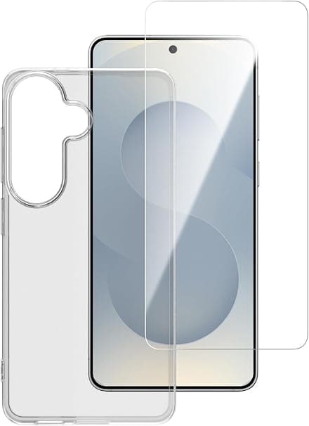 Тънък поликарбонатов кейс и стъклено защитно покритие за дисплея на Samsung Galaxy S26 - 4smarts 360° Protection Set (прозрачен)