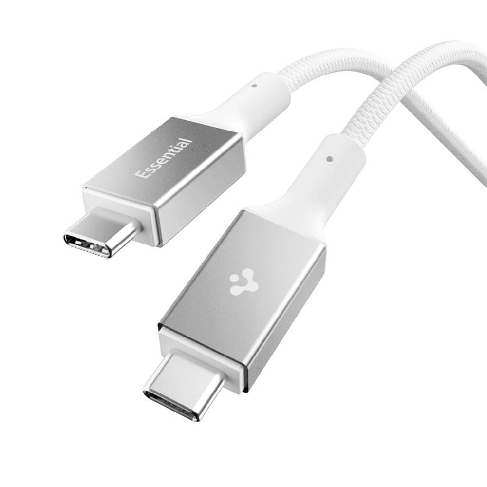 Здрав USB4 кабел с Thunderbolt 4 за устройства с USB-C порт - Spigen Essential USB-C to USB-C Cable 240W (бял) (150 см)