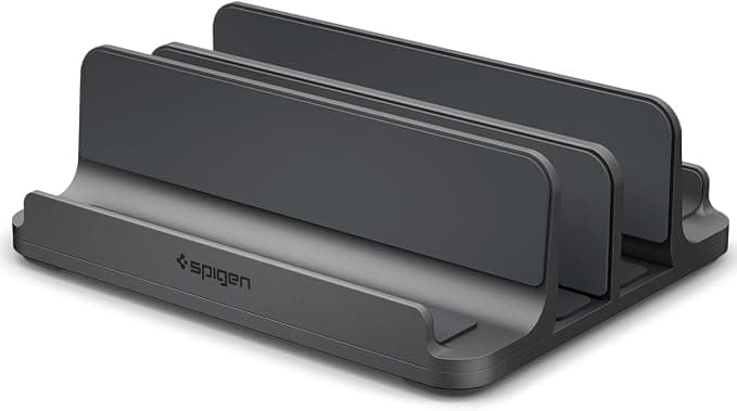 Четворна вертикална алуминиева поставка за MacBook, лаптопи и таблети - Spigen Vertical Aluminium Laptop Stand (тъмносив)