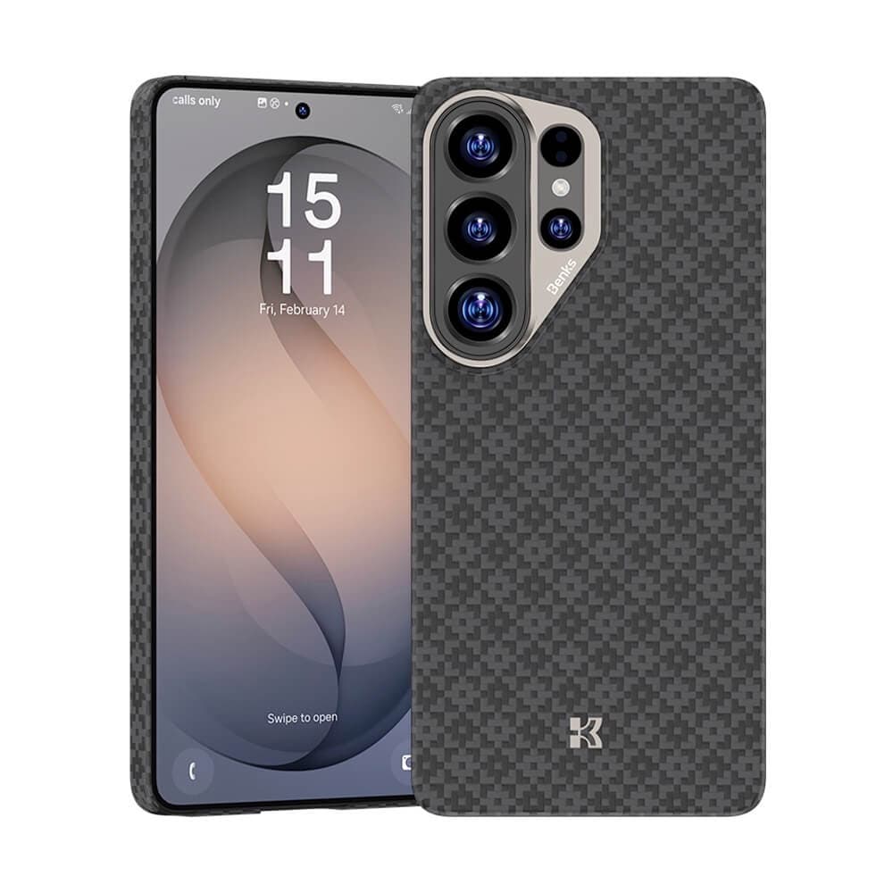 Удароустойчив кевларен кейс с MagSafe за Samsung Galaxy S26 - Benks Magnetic Armor Pro ArmorGrid Kevlar Case Metal Frame Case 600D (черен)