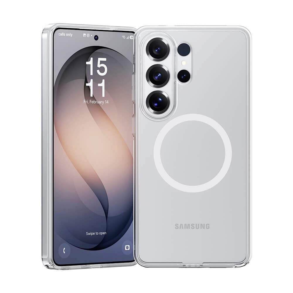Хибриден удароустойчив кейс с MagSafe за Samsung Galaxy S26 Ultra - Benks Magnetic Crystal Case (бял-прозрачен)
