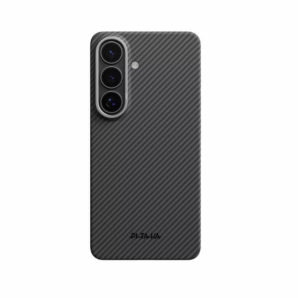 Кевларен кейс с MagSafe за Samsung Galaxy S26 - Pitaka Edge Aramid Fiber MagSafe Case Aaron Button (черен)