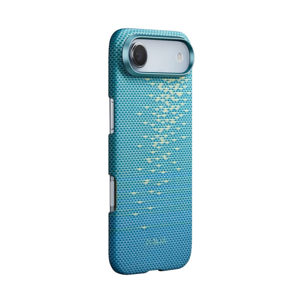 Кевларен кейс с MagSafe за iPhone 17 Air - Pitaka Glints Of Gold Lucid Blue Ultra Slim Case Aramid Fiber