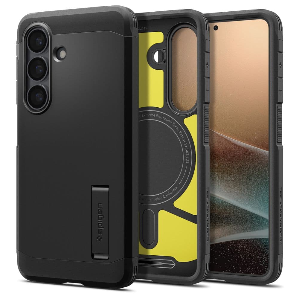 Хибриден кейс с най-висока степен на защита с MagSafe за Samsung Galaxy S26 - Spigen Tough Armor MagSafe Case (черен)