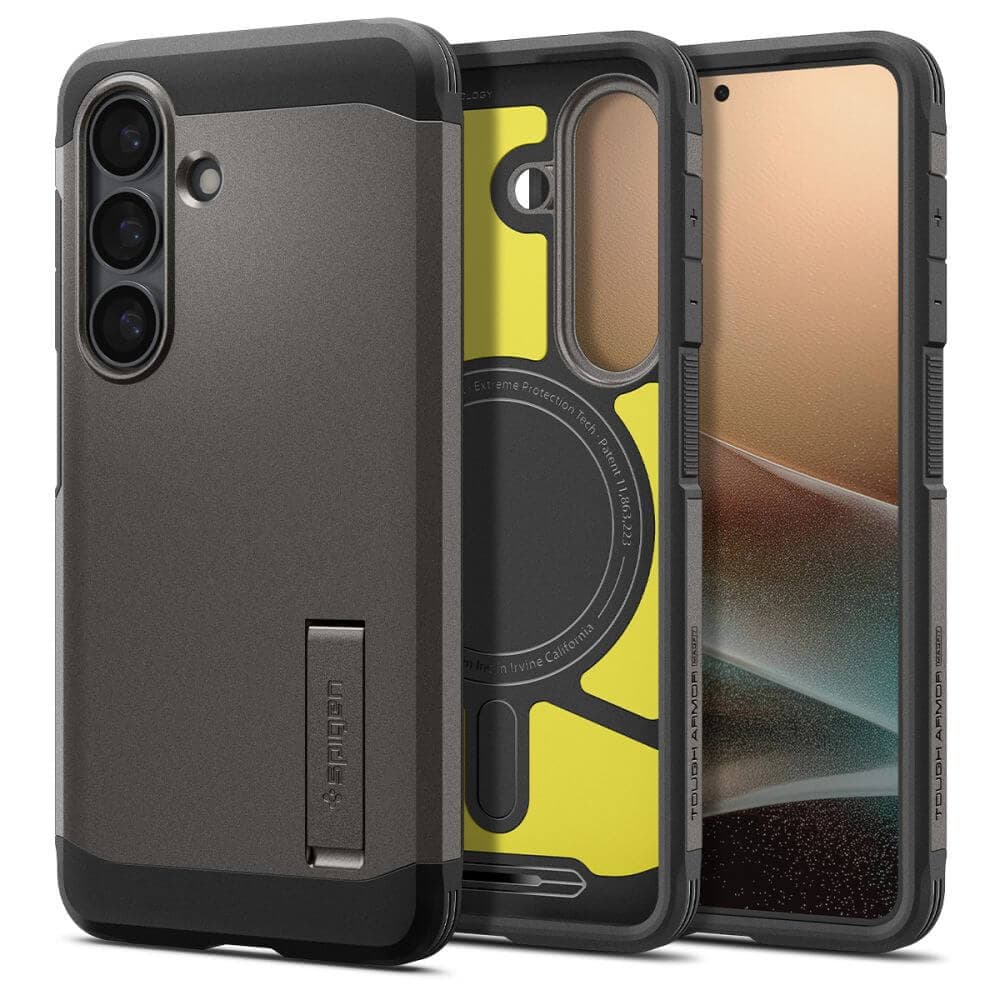Хибриден кейс с най-висока степен на защита с MagSafe за Samsung Galaxy S26 - Spigen Tough Armor MagSafe Case (тъмносив)