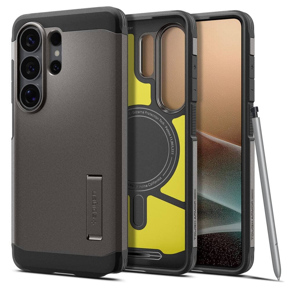 Хибриден кейс с най-висока степен на защита с MagSafe за Samsung Galaxy S26 Ultra - Spigen Tough Armor MagSafe Case (тъмносив)