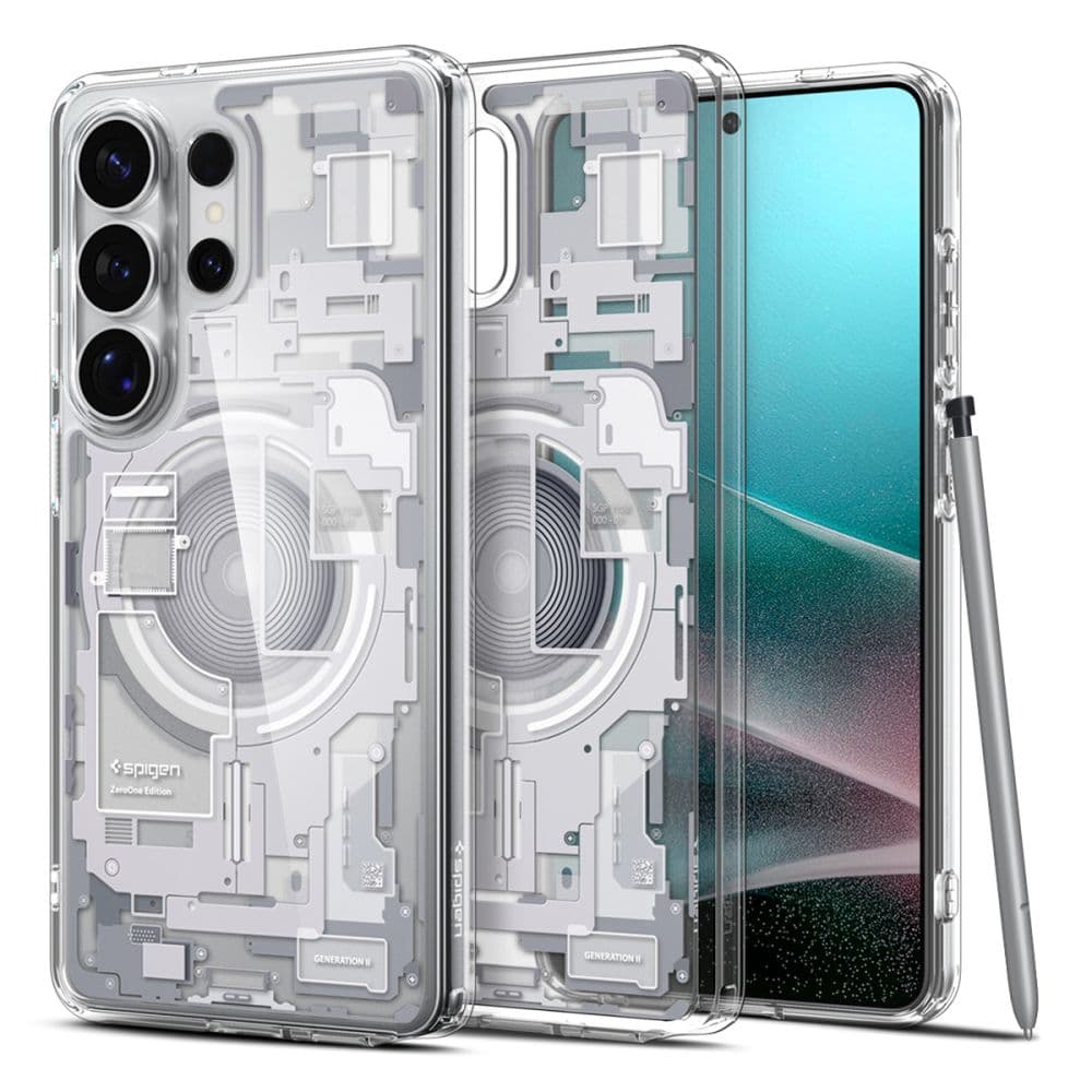 Хибриден кейс с висока степен на защита с MagSafe за Samsung Galaxy S26 Ultra - Spigen Ultra Hybrid MagSafe Zero One Case (прозрачен-бял)
