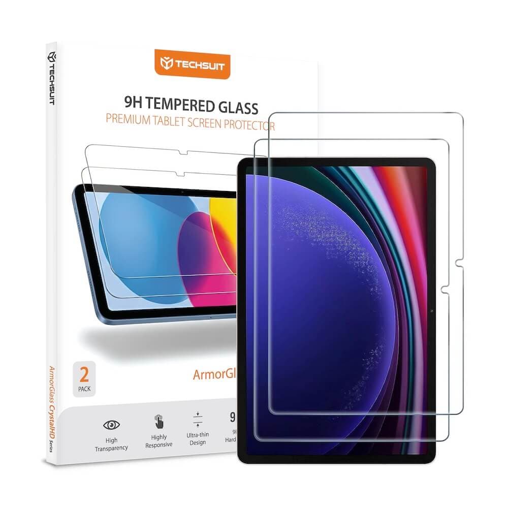 Комплект 2 броя калени стъклени защитни покрития за дисплея на Samsung Galaxy Tab S10 Lite, Tab S10 FE, Tab S9, Tab S9 FE - Techsuit ArmorGlass CrystalHD Tempered Glass Screen Protector 2 Pack (прозрачен)