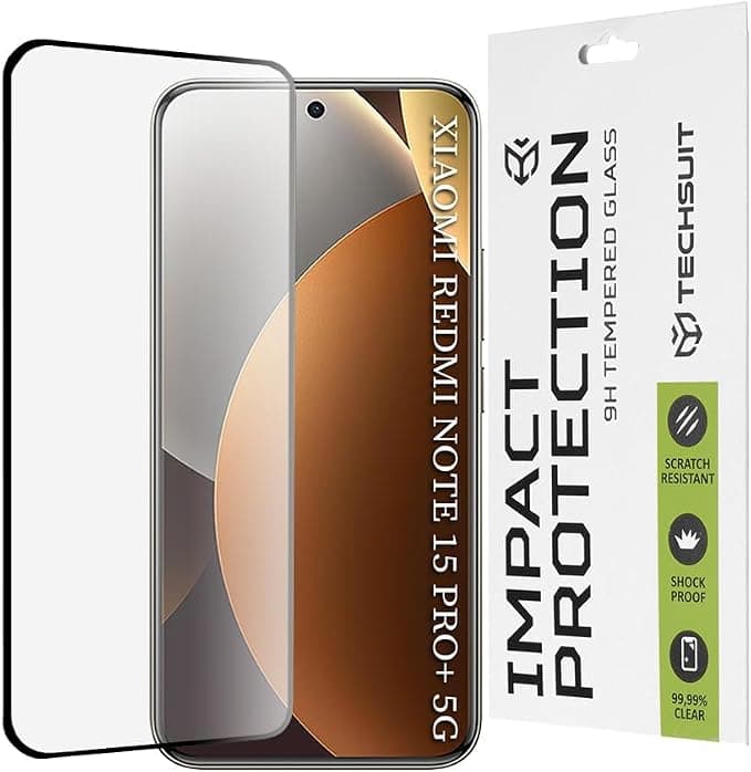 Калено стъклено защитно покритие за дисплея на Xiaomi Redmi Note 15 Pro Plus 5G, Poco M8 Pro 5G - Techsuit Full Glue Tempered Glass 111D (черен-прозрачен)