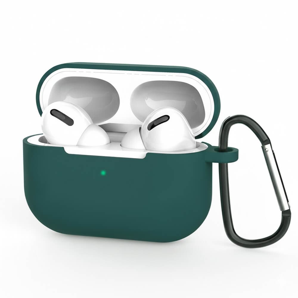 Силиконов калъф с карабинер за Apple Airpods Pro 3 - Techsuit Silicone Case (тъмнозелен)