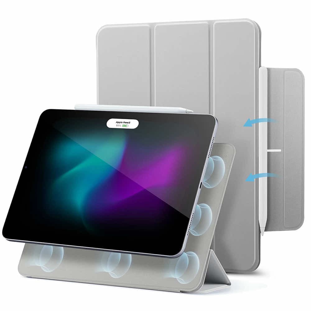Магнитен полиуретанов калъф с поставка за iPad Pro 11 (2024), iPad Pro 11 (2025) - ESR Rebound Magnetic Case (сив)