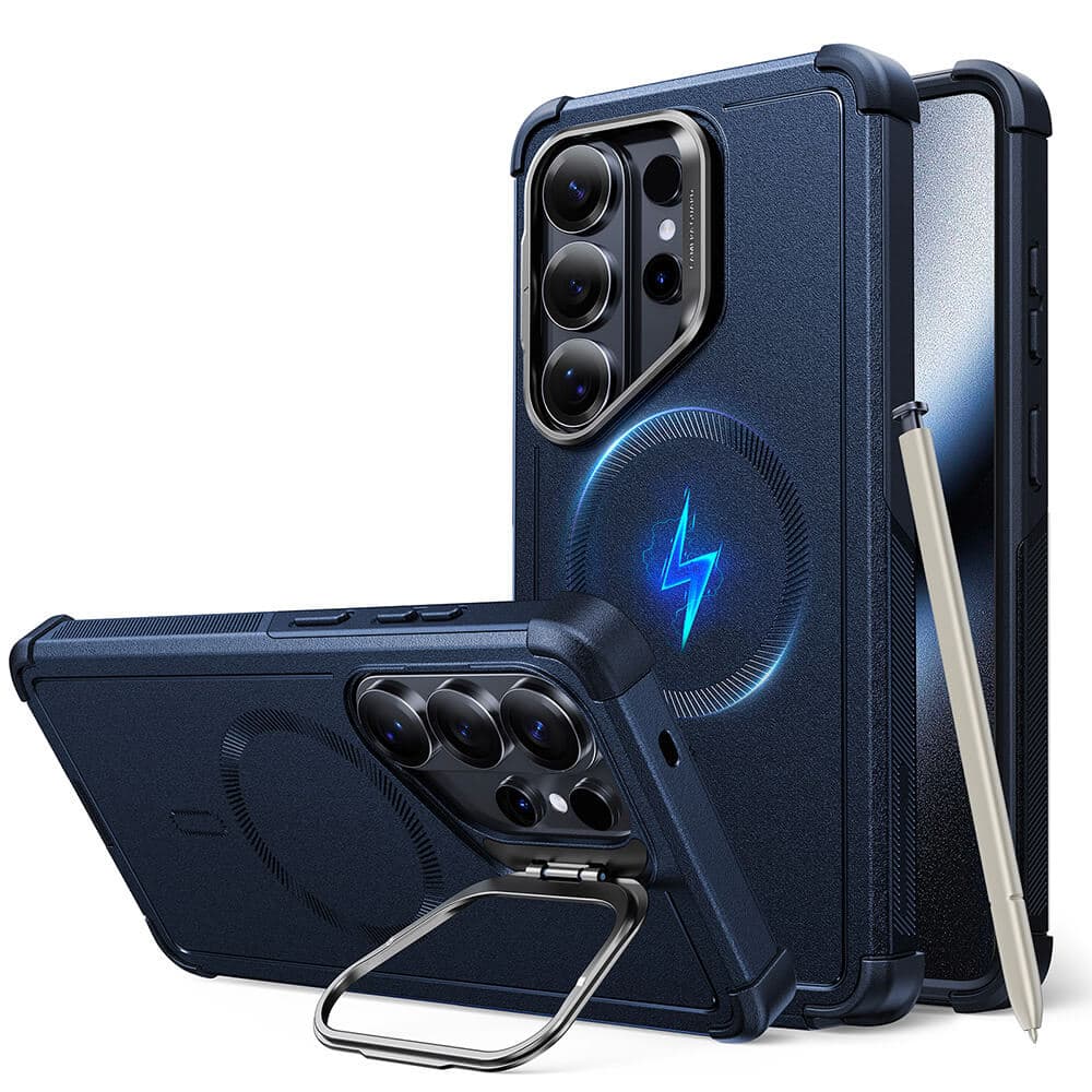 Хибриден кейс с висока степен на защита с MagSafe за Samsung Galaxy S26 Ultra - ESR Cyber Armor Kickstand MagSafe Case (син)