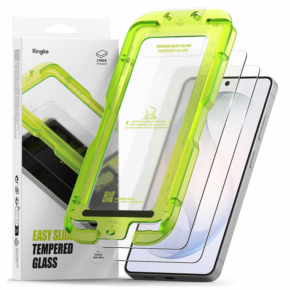 2 броя калени стъклени защитни покрития за дисплея на Samsung Galaxy S26 Ultra - Ringke Easy Slide Tempered Glass 2 Pack (прозрачен)